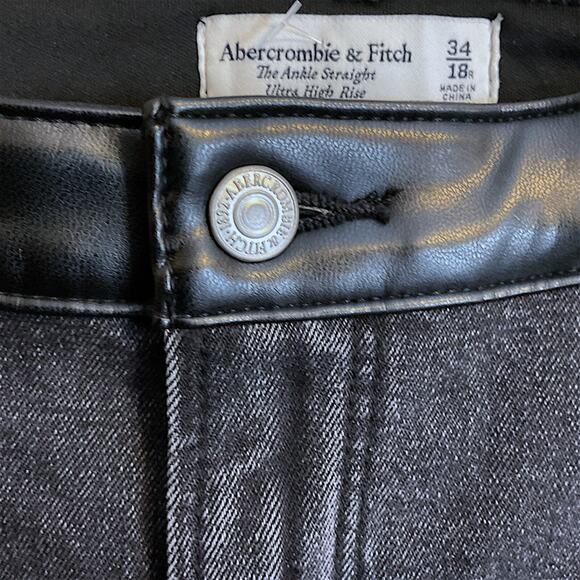 Abercrombie & Fitch Pants Women 18R Faux Leather Ankle Straight Ultra High Rise - Picture 16 of 16